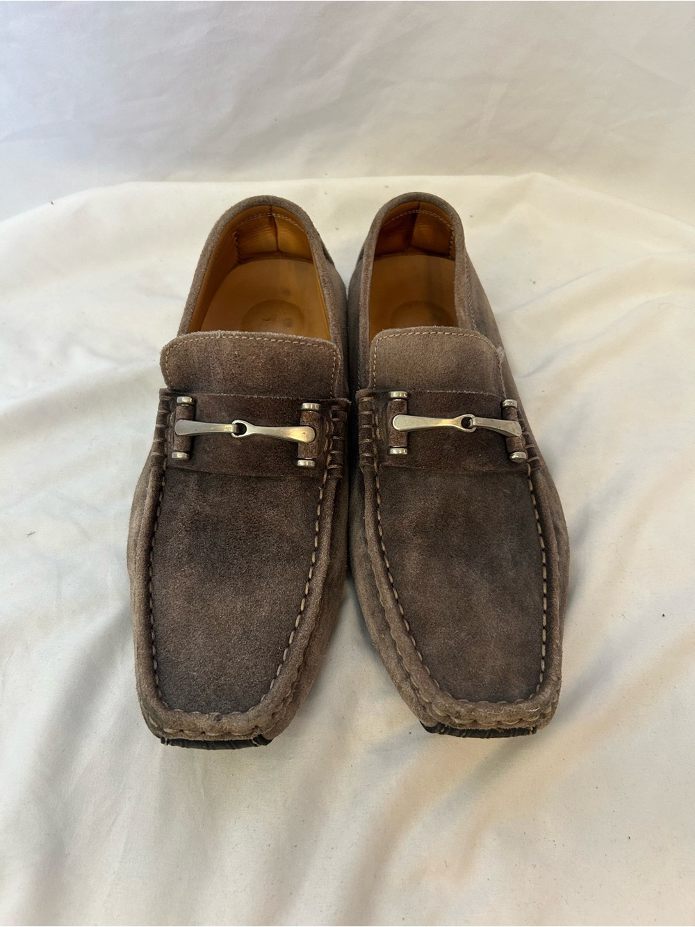 Magnanni Men’s Grey Suede Horse Bit Driving Loafers Sz 9.5